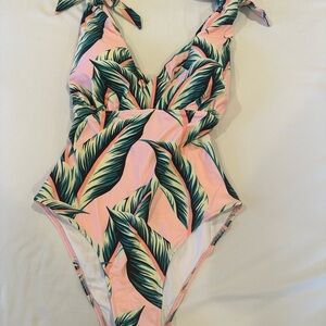 Cupshe Pink Palm Print One Piece Swimsuit